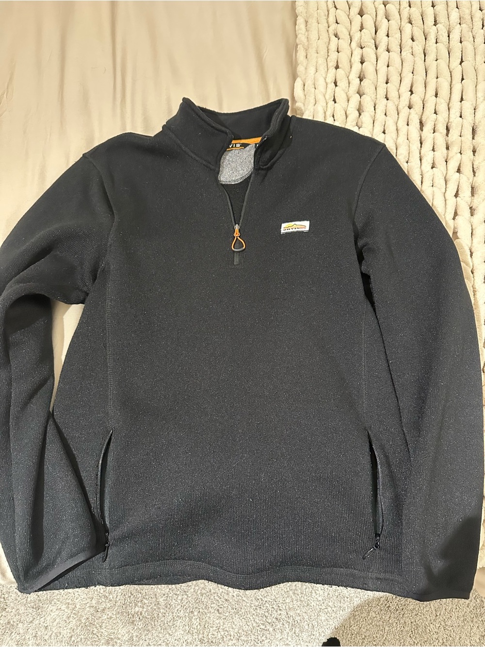 Men's Black Orvis Quarter-Zip Pullover Sweater